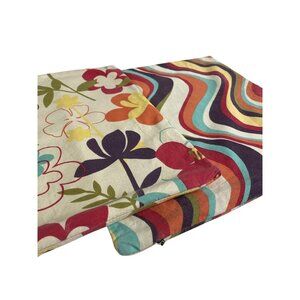 Pier One Accent Pillow Cases Mod Floral Wavy Stripes 17in Square Pier 1 set of 2